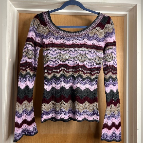 Charlotte Russe Sweaters - Charlotte Russe Women’s Purple Grey Knitted Sweater - Flared Cuffs. Size: Small